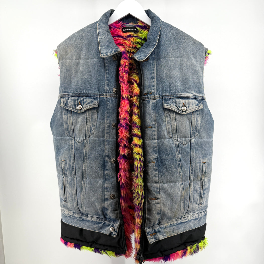 Balenciaga Fur Lined Denim Vest