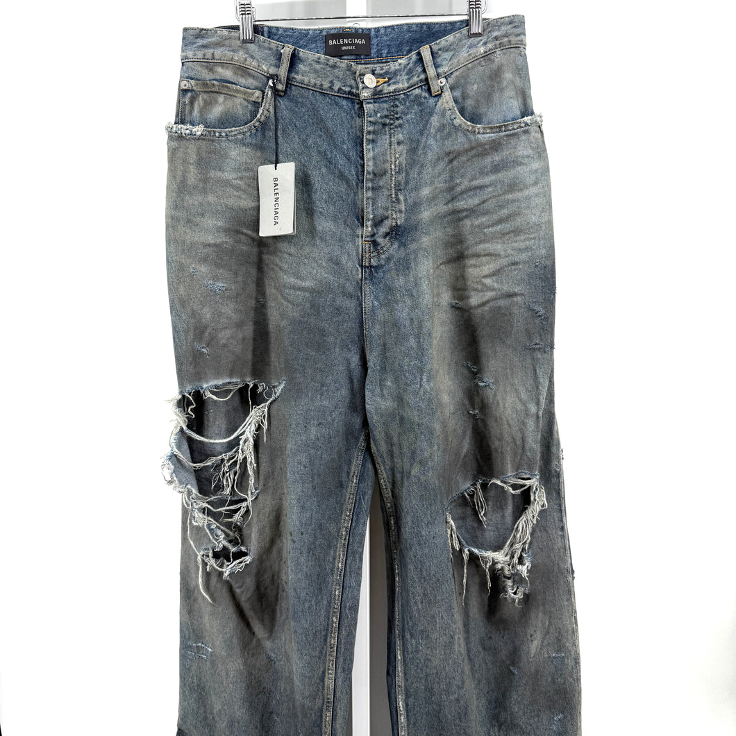 Balenciaga Distressed Mud Jeans