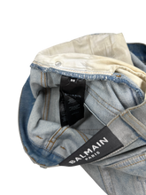 Balmain Silver Wax Moto Biker Denim