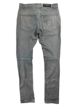 Balmain Silver Wax Moto Biker Denim