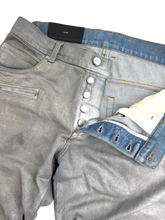 Balmain Silver Wax Moto Biker Denim