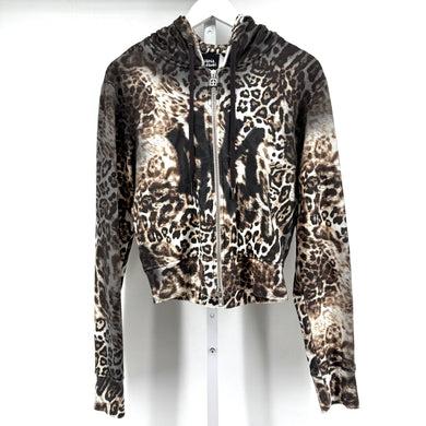 Mowalola x Ksubi Cropped Cheetah Zip Up Hoodie