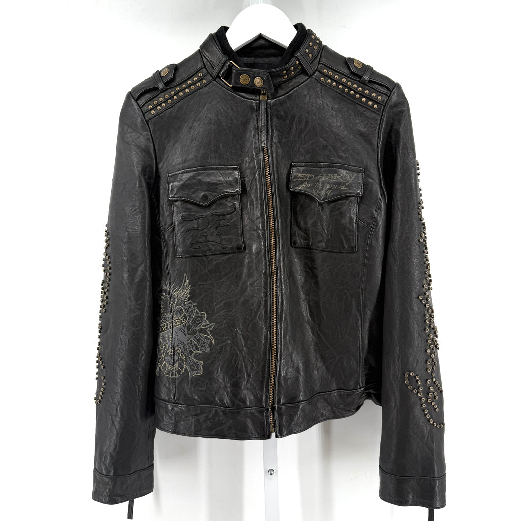 Ed Hardy Painted Leather Jacket