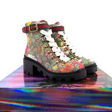 Gucci Monogram Flora Combat Boot